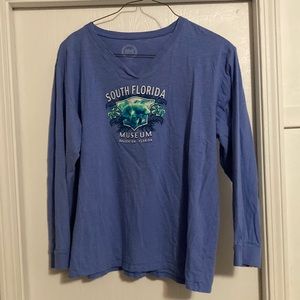 South Florida Museum Manatee T-shirt long sleeve blue ladies XXL
